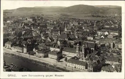 Ak Graz Steiermark, Gesamtansicht, Blick vom Schlossberg