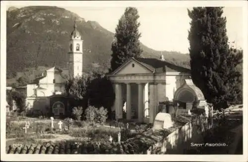 Ak Sant'Abbondio Locarno Kanton Tessin, Kirche, Friedhof