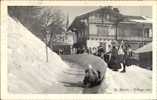 Ak Sankt Moritz Kanton Graubünden, Bobfahrt, Winter, Schnee