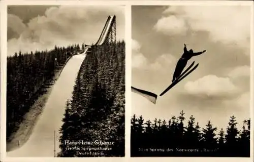 Ak Johanngeorgenstadt im Erzgebirge, Hans Heinz Schanze, Skisprungschanze, Norweger Ruud