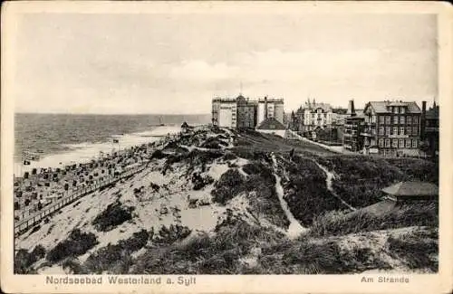 Ak Westerland auf Sylt, Strand, Dünen, Gebäude