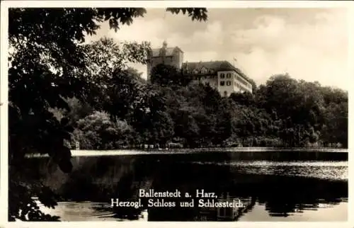 Ak Ballenstedt im Harz, Herzogl. Schloss und Schlossteich