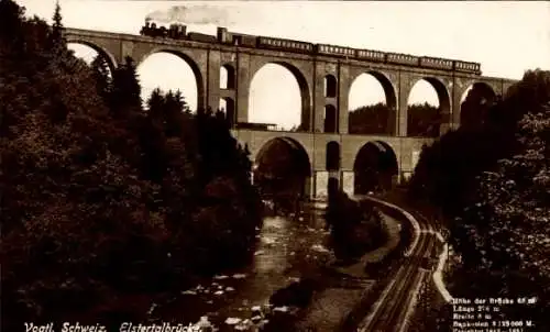 Ak Jocketa Pöhl Vogtland, Blick auf die Elstertalbrücke mit Eisenbahn