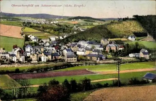 Ak Obersachsenfeld Schwarzenberg im Erzgebirge, Totalansicht