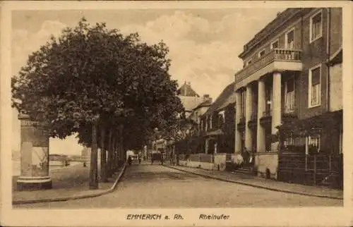 Ak Emmerich am Niederrhein, Rheinufer, Promenade, Litfaßsäule