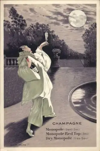 Künstler Ak Champagner Monopole, Heidsieck & Co. Reims, Pierrot