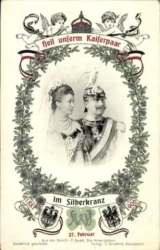 Passepartout Ak Kaiser Wilhelm II., Kaiserin Auguste Viktoria, Silberhochzeit 27. Februar 1906