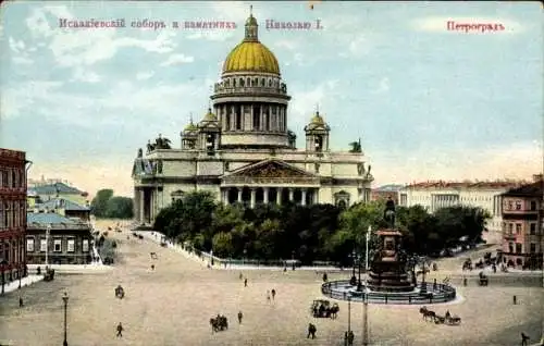 Ak Sankt Petersburg Russland, Isaak Kathedrale, Nikolai I. Denkmal