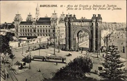 Ak Barcelona Katalonien, Arco del Triunfo y Palacio di Justicia