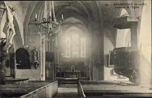 Ak Angerville Essonne, Intérieur de l´Église