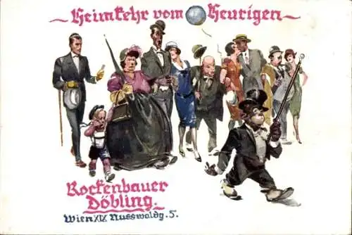 Künstler Ak Wien 19. Döbling, Rockenbauer, Heimkehr vom Heurigen