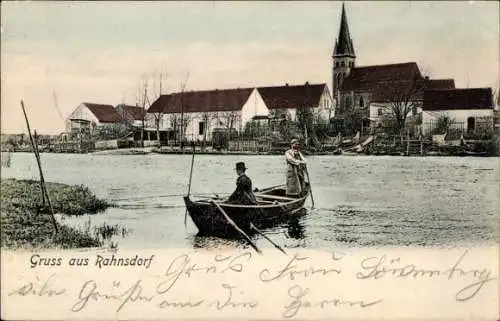 Ak Berlin Köpenick Rahnsdorf, Teilansicht, Ruderboot