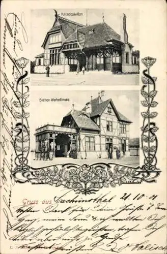 Ak Joachimsthal in der Uckermark, Bahnhof Werbellinsee, Kaiserpavillon