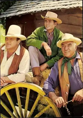 Ak Szene Bonanza, Ben, Hoss und Little Joe Cartwright, Lorne Greene, Dan Blocker, Michael Landon