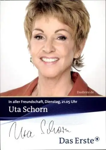 Ak Schauspielerin Uta Schorn, Portrait, In aller Freundschaft, Autogramm