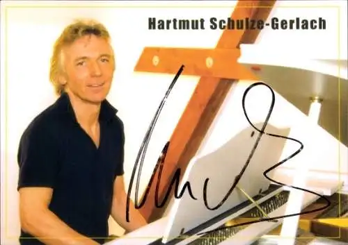 Ak Fernsehmoderator Hartmut Schulze-Gerlach, Portrait, Klavier, Autogramm