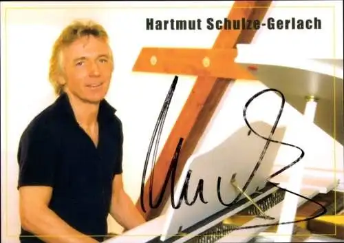 Ak Fernsehmoderator Hartmut Schulze-Gerlach, Portrait, Klavier, Autogramm