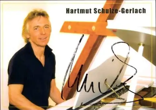 Ak Fernsehmoderator Hartmut Schulze-Gerlach, Portrait, Klavier, Autogramm