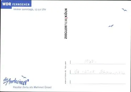 Ak Schauspieler Haydar Zorlu, Portrait, Serie die Anrheiner, Autogramm