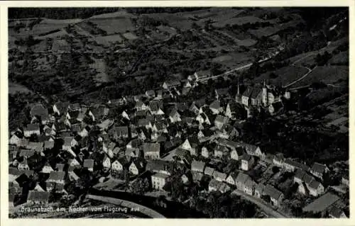 Ak Braunsbach in der Region Hohenlohe, Fliegeraufnahme vom Ort