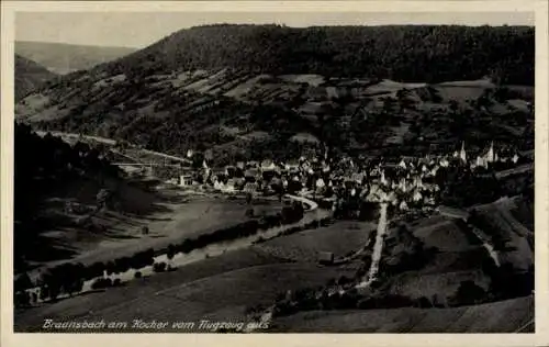 Ak Braunsbach in der Region Hohenlohe, Fliegeraufnahme