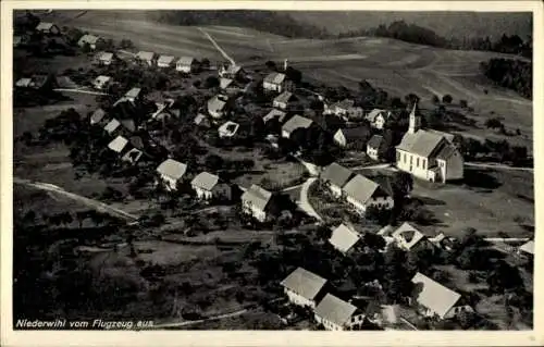 Ak Niederwihl Görwihl in Baden Württemberg, Fliegeraufnahme, Panorama vom Ort