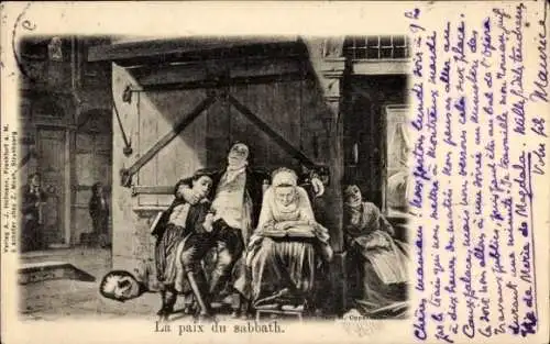 Judaika Litho Der Friede des Sabbats