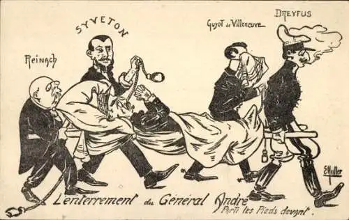 Künstler Ak Muller, E., Dreyfus Affair, The Burial of General Andre, Reinach