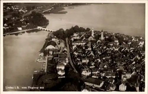 Ak Lindau am Bodensee Schwaben, Fliegeraufnahme