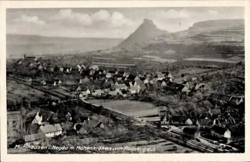 Ak Mühlhausen Ehingen im Hegau, Fliegeraufnahme, Hohenkrähen