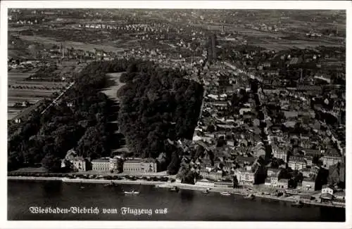 Ak Biebrich am Rhein Wiesbaden, Fliegeraufnahme