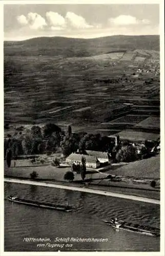 Ak Hattenheim Eltville am Rhein Hessen, Fliegeraufnahme, Schloss Reichardshausen