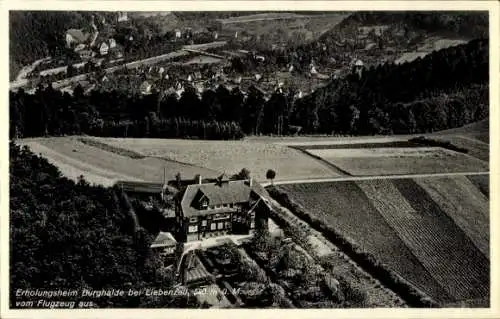 Ak Bad Liebenzell im Schwarzwald, Erholungsheim Burghalde, Panorama, Fliegeraufnahme