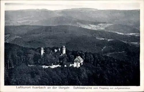 Ak Auerbach Bensheim an der Bergstraße Hessen, Fliegeraufnahme, Schlossruine