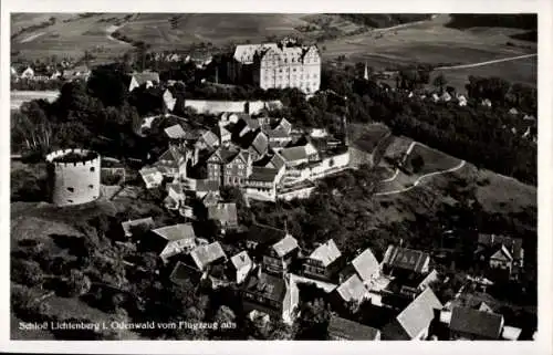 Ak Lichtenberg Fischbachtal im Odenwald, Fliegeraufnahme, Schloss