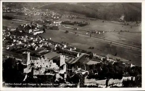 Ak Rötteln Haagen Lörrach in Baden, Burgruine Rötteln, Röttler Schloss, Fliegeraufnahme