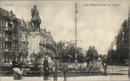 Ak Szczecin Stettin Pommern, Kaiser Wilhelm Denkmal mit Anlagen