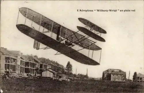 Ak Doppeldecker, Flugpioniere Wilburg Wright