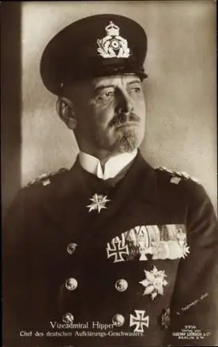 Ak Vizeadmiral Franz von Hipper, Portrait in Uniform, Orden, Kaiserliche Marine, Liersch 7714