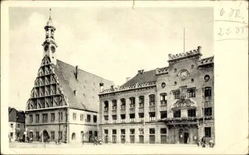 Ak Zwickau in Sachsen, Gewandhaus und Rathaus am Hauptmarkt