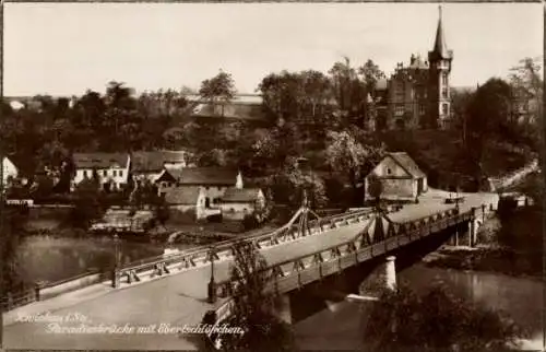 Ak Zwickau in Sachsen, Paradiesbrücke mit Ebertschlösschen