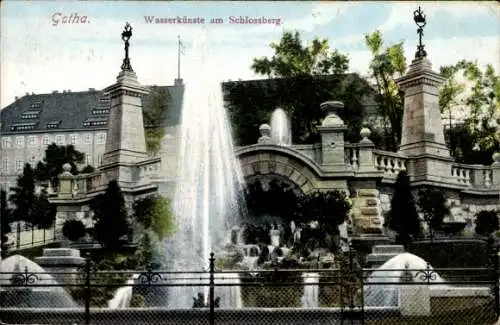 Ak Gotha, Wasserkünste am Schlossberg, Brunnen