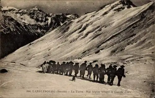 Ak Lanslebourg Savoie, La Turra, Nor Alpins falsant la Corvee d'eau