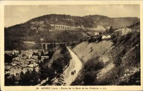 Ak Morez de Jura, Route de la Gare, les Viaducs