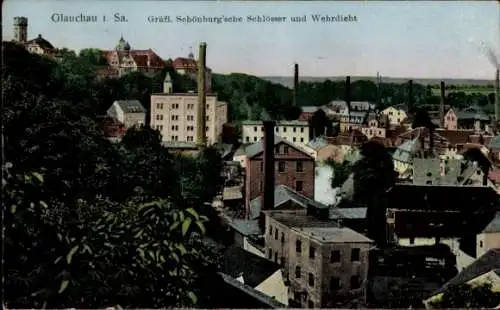 Leuchtfenster Ak Glauchau in Sachsen, Gräfl. Schönburg'sche Schlösser u. Wehrdicht