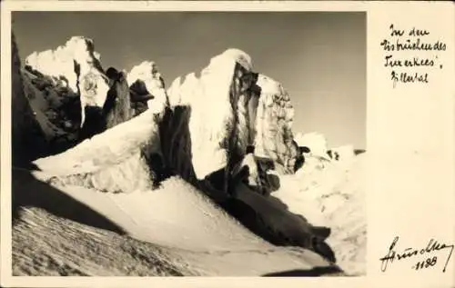 Ak Zillertal, Eistürme im Tuxerkees, Stempel Spannagelhaus