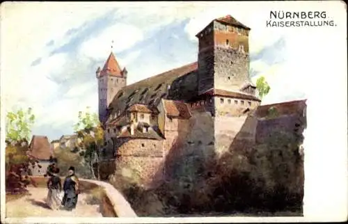 Künstler Ak Nürnberg in Mittelfranken Bayern, Kaiserstallung der Burg