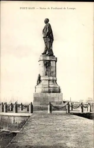 Ak Port Said Ägypten, Statue von Ferdinand de Lesseps