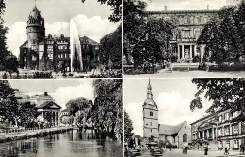 Ak Detmold in Nordrhein Westfalen, Schloss, Palais, Musikakademie, Burggraben, Landestheater