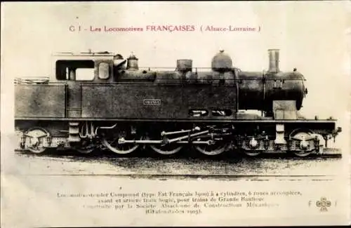 Ak Französische Eisenbahn, Alsace-Lorraine, Dampflok